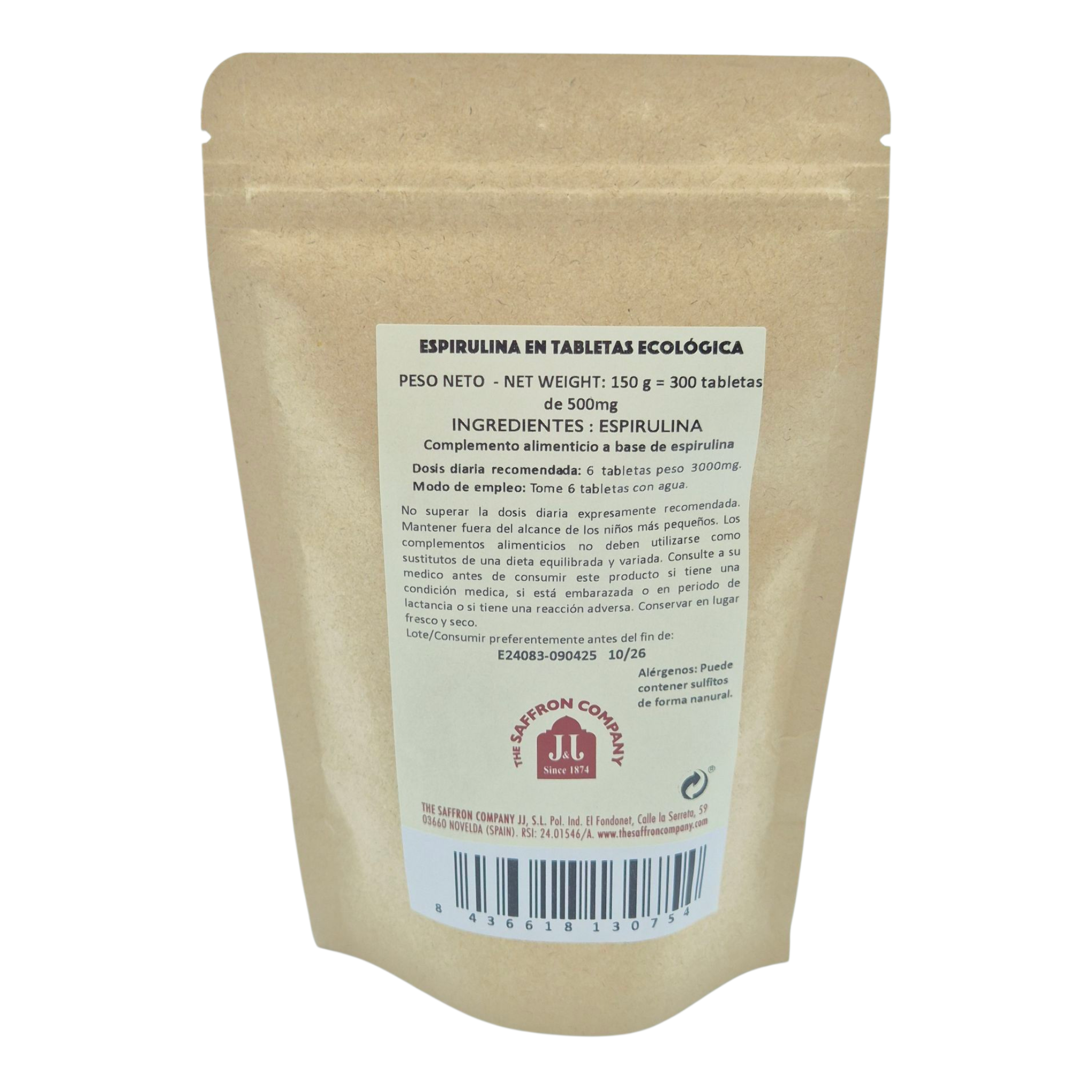 Espirulina Ecológica en Tabletas 300 tabletas – Superalimento diario de proteína vegetal y energía natural